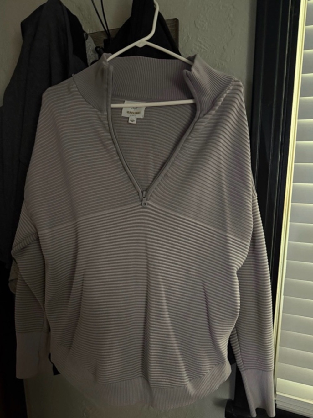 aerie Lavender Ribbed Half-Zip Turtleneck Sweater